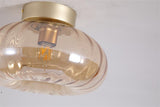 1 Light Flush - Gold Metal with Amber Glass (0483CEL3215628GO)