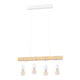 4 Light Vintage Bar Pendant in Steel, White & Wood,  Brown (0794TOW33164)