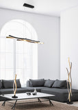 LED Colour Changing Pendant in Finished in Matt Brass and Matt Black (1542BLA341210308)