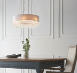 6 Light Pendant with Silver Grey Shade and Facetted Glass Crystals (0711MAL94396)