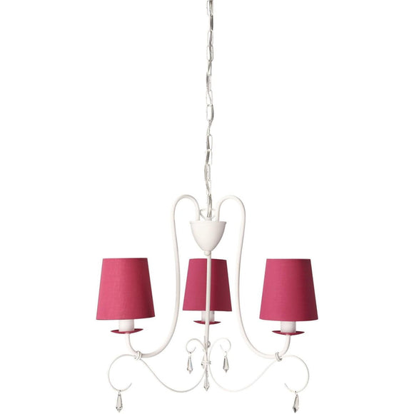 Princess 3 Light Chandelier in white, comes with Pink Shades (415942810)