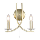 2 Light Wall Light - Satin Brass & Clear Glass Sconces (0483ASC41622SB)