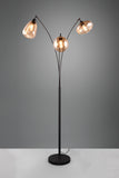 3 Light Floor Lamp in Matt Black and Amber Glass (1542LUM417000313)
