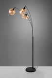 3 Light Floor Lamp in Matt Black and Amber Glass (1542LUM417000313)
