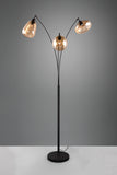 3 Light Floor Lamp in Matt Black and Amber Glass (1542LUM417000313)
