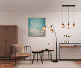 3 Light Floor Lamp in Matt Black and Amber Glass (1542LUM417000313)