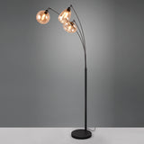 3 Light Floor Lamp in Matt Black and Amber Glass (1542LUM417000313)