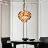 6 Light Pendant, Antique Gold with textured Amber glass (071191989)