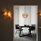 6 Light Pendant, Antique Gold with textured Amber glass (071191989)