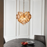 6 Light Pendant, Antique Gold with textured Amber glass (071191989)