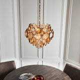 6 Light Pendant, Antique Gold with textured Amber glass (071191989)