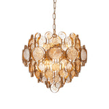 6 Light Pendant, Antique Gold with textured Amber glass (071191989)