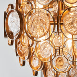 6 Light Pendant, Antique Gold with textured Amber glass (071191989)