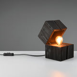 1 Light Wooden Box Table Lamp reminiscent of a Treasure Chest in Black (1542TRE514110102)