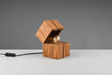 1 Light Wooden Box Table Lamp reminiscent of a Treasure Chest in Natural Wood Colour (1542TRE514110130)