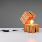 1 Light Wooden Box Table Lamp reminiscent of a Treasure Chest in Natural Wood Colour (1542TRE514110130)