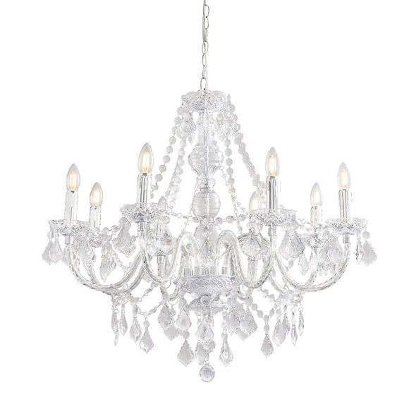 8 Light Chandelier with Clear Acrylic Beading - Height Adjustable (0711CLA3088CL)