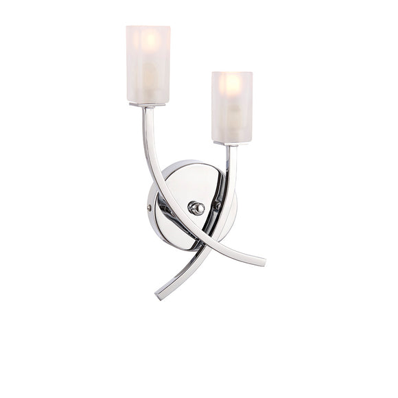Twin Wall Light with Pull Cord Switch - Chrome with Acid Glass (0711HAV1462CH)