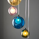 Multi-coloured glass 6 light cluster pendant (071198121)