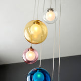 Multi-coloured glass 6 light cluster pendant (071198121)