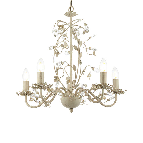 5 Light Chandelier in Cream with Brushed Gold effect (0711LUL5CR)