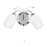1 Light Chrome Wall Light with White Glass Shades (0711MEA2WBCH)