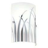 Wrap-Around Wall Sconce - Patterned Glass with Polished Chrome Grass pattern (079492742)