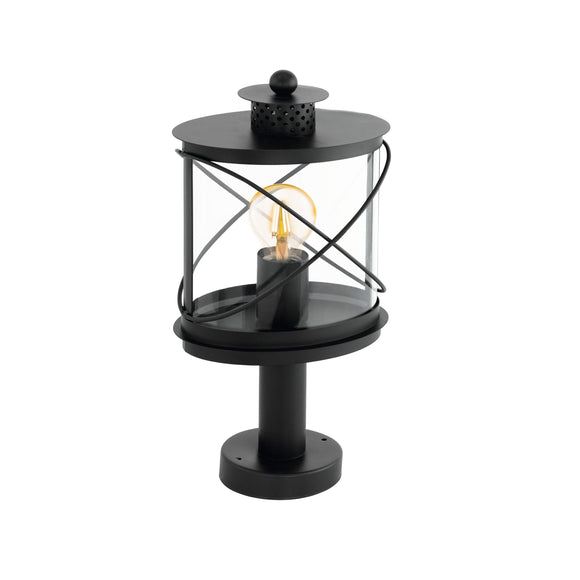 1 Light Outdoor IP44 Black Pedestal with Acrylic Transparent Shade (0794HIL94864))