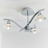 3 Light Semi Flush in Chrome Plate and Clear Crystal (0711LAN3CH)