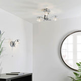 3 Light Semi Flush in Chrome Plate and Clear Crystal (0711LAN3CH)