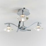 3 Light Semi Flush in Chrome Plate and Clear Crystal (0711LAN3CH)