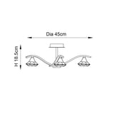 3 Light Semi Flush in Chrome Plate and Clear Crystal (0711LAN3CH)