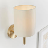 1 Light Wall Light in Antique Brass with Cream Shade (0711BRIO1WBAB)