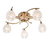 5 Light Semi Flush in Antique Brass with Glass Shades (0711BOY5AB)