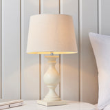 1 Light Wooden Table Lamp finished in Ivory with Linen Shade (0711MARTLIV)