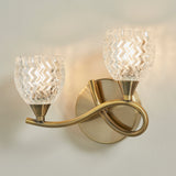 2 Light Wall Light in Antique Brass and Glass Shades (Left) (0711BOY2WBABL)