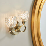 2 Light Wall Light in Antique Brass and Glass Shades (Left) (0711BOY2WBABL)