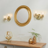 2 Light Wall Light in Antique Brass and Glass Shades (Left) (0711BOY2WBABL)