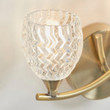 2 Light Wall Light in Antique Brass and Glass Shades (Left) (0711BOY2WBABL)