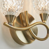 2 Light Wall Light in Antique Brass and Glass Shades (Left) (0711BOY2WBABL)