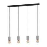 4 Light Pendant Light in Black Steel and Concrete Grey (0794PRE43598)