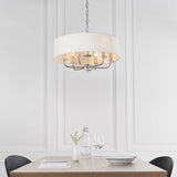 6 Light Pendant - Bright Nickel with Vintage White Shade (0711NIX60179)