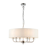 6 Light Pendant - Bright Nickel with Vintage White Shade (0711NIX60179)
