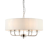 6 Light Pendant - Bright Nickel with Vintage White Shade (0711NIX60179)