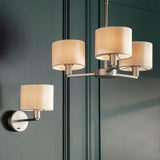 3 Light Pendant in Matt Nickel with White Vintage Shade (0711DAL60256)
