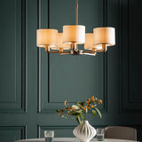 5 Light Pendant in Matt Nickel with White Vintage Shade (0711DAL60257)