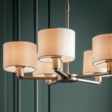 5 Light Pendant in Matt Nickel with White Vintage Shade (0711DAL60257)