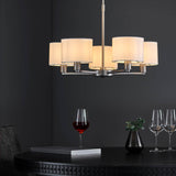 5 Light Pendant in Matt Nickel with White Vintage Shade (0711DAL60257)
