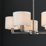 5 Light Pendant in Matt Nickel with White Vintage Shade (0711DAL60257)