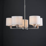 5 Light Pendant in Matt Nickel with White Vintage Shade (0711DAL60257)